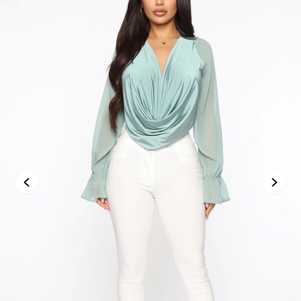 Fashion Nova Mint Green Drape Top - Picture 3 of 4